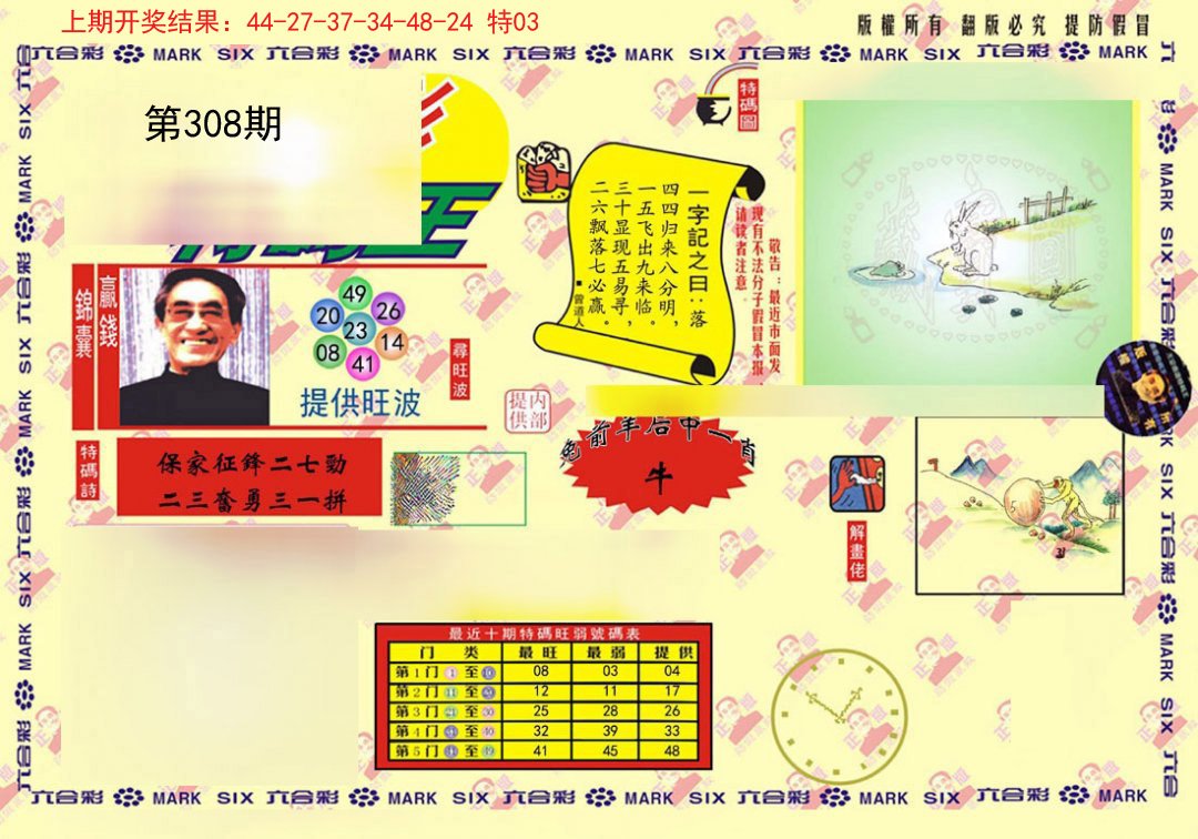 2024308期心水特码(信封)