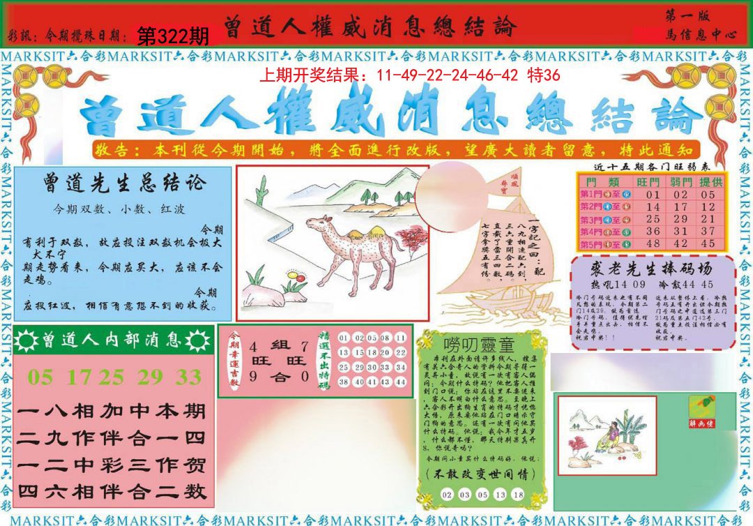 2024322期曾道人权威消息A