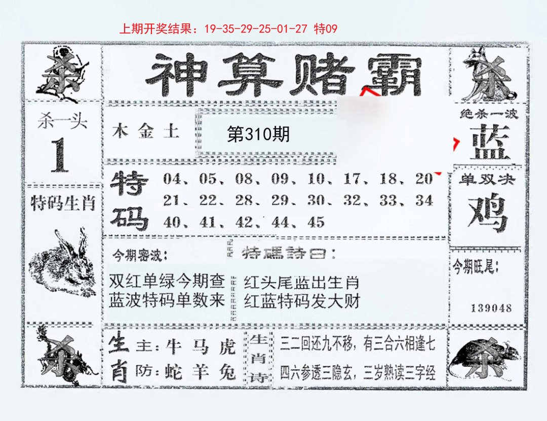 2024310期神算赌霸