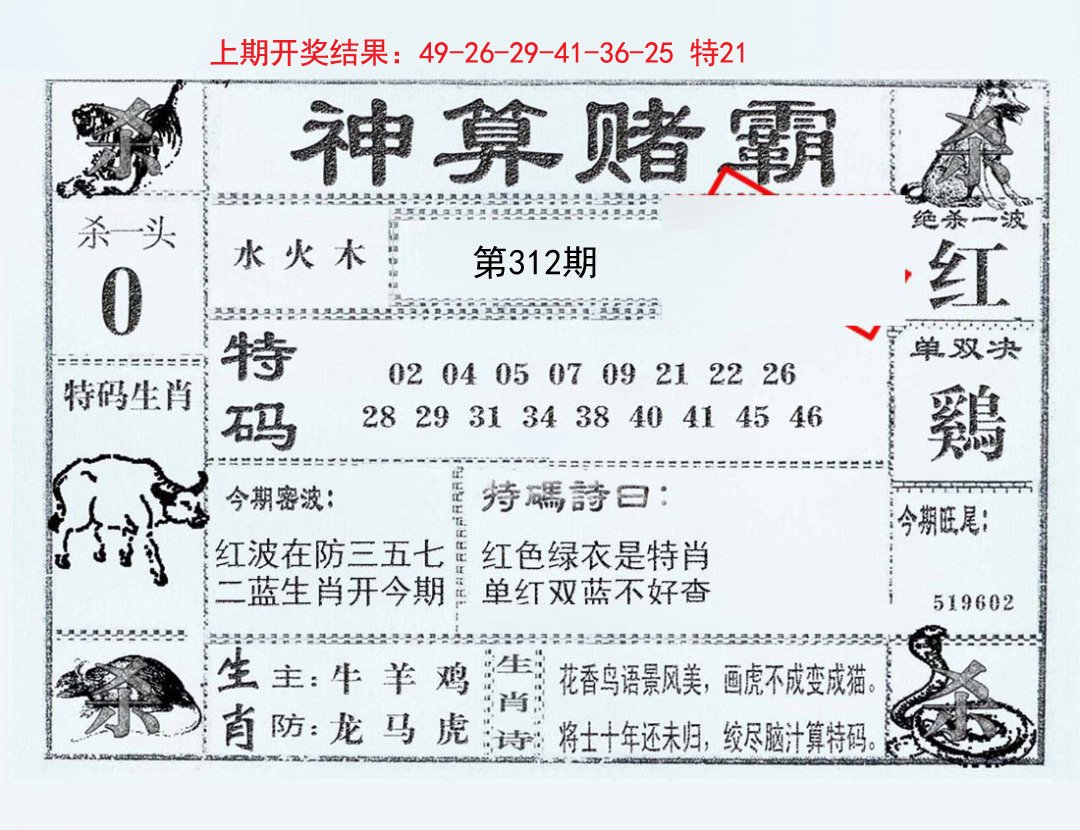 2024312期神算赌霸