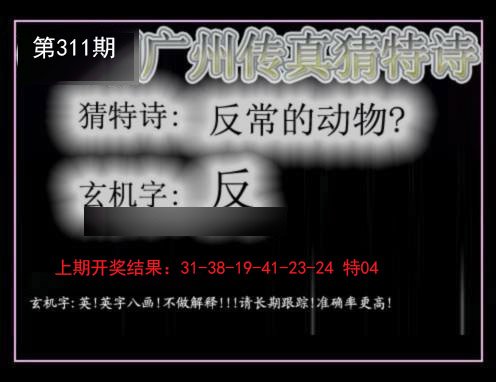 2024311期广州传真猜特诗