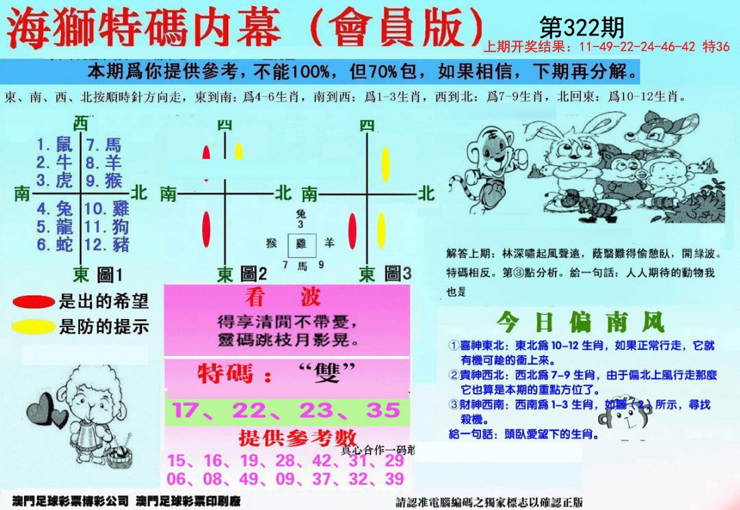 2024322期另版海狮特码内幕报