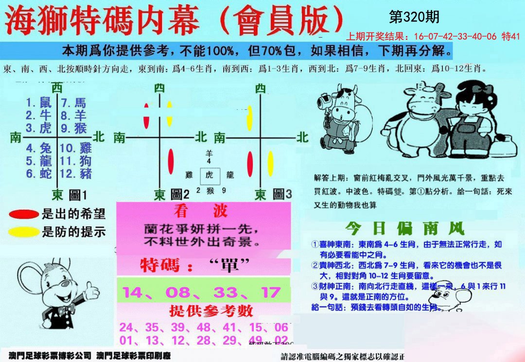 2024320期另版海狮特码内幕报
