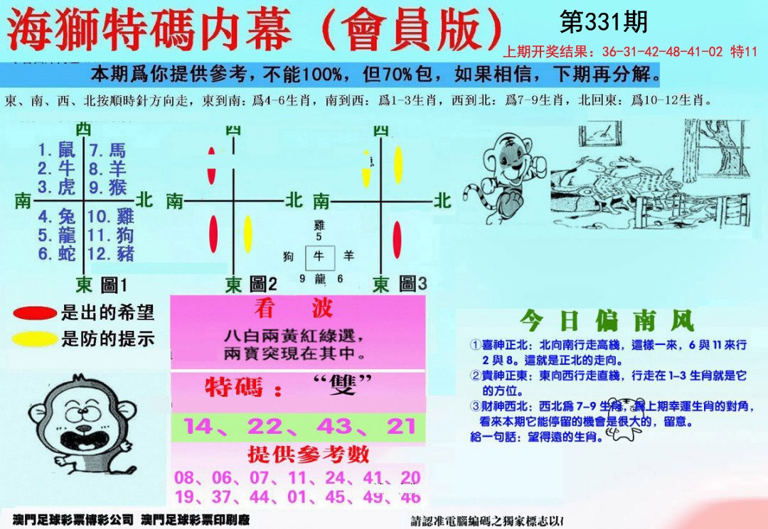 2024331期另版海狮特码内幕报