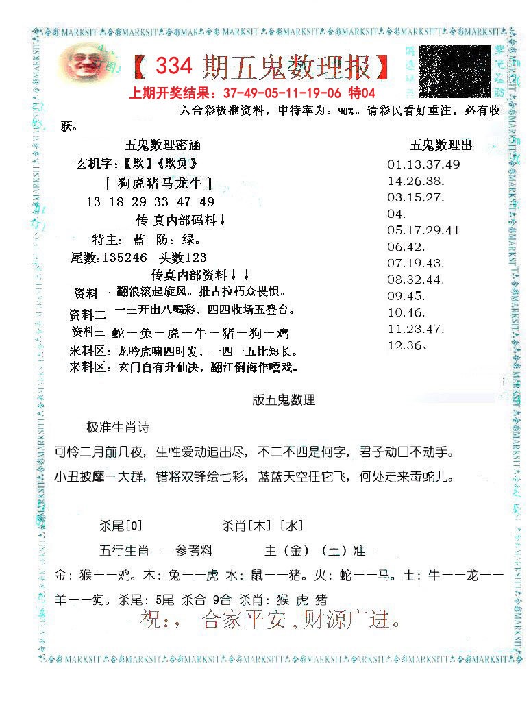 2024334期五鬼数理报