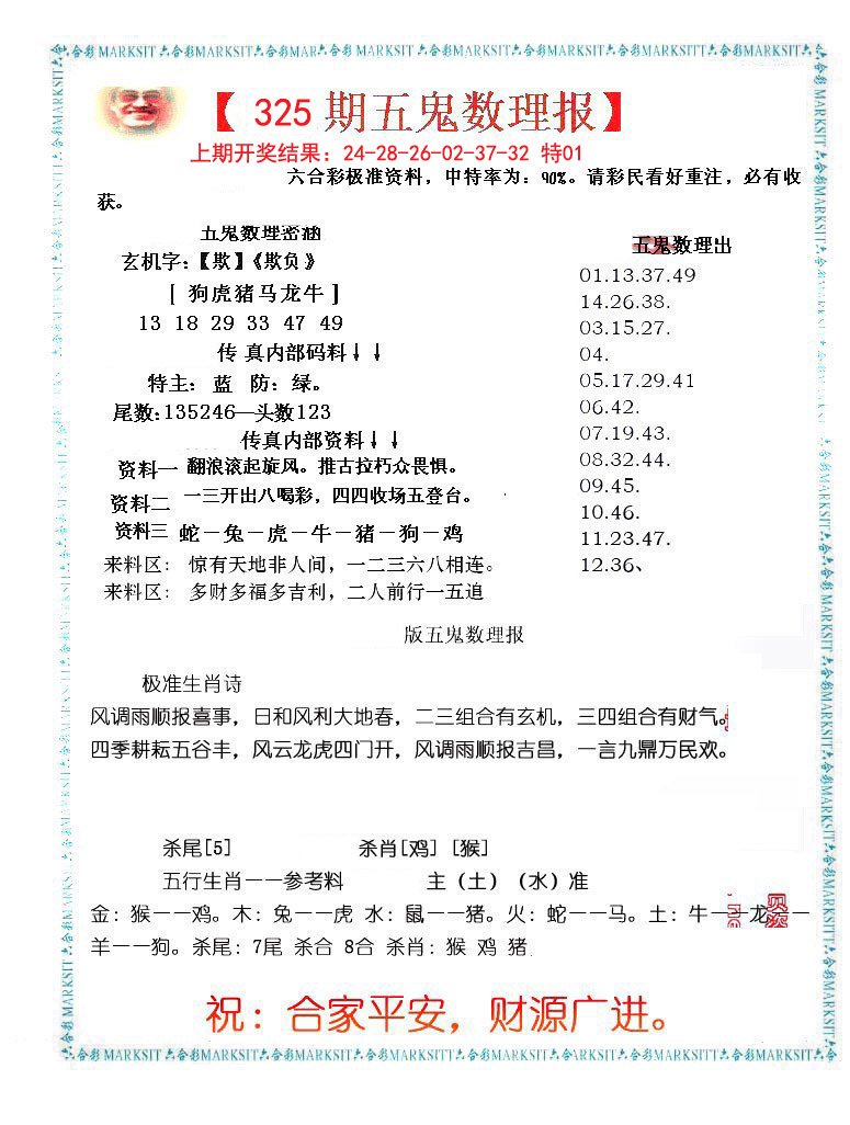 2024325期五鬼数理报