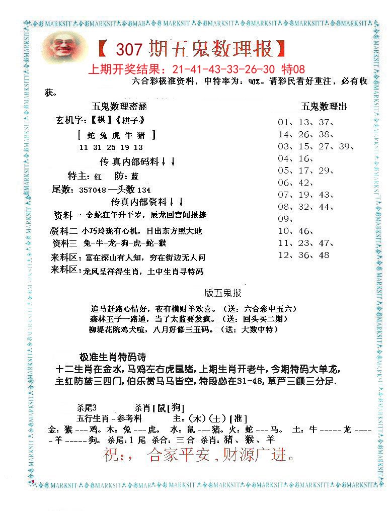 2024307期五鬼数理报