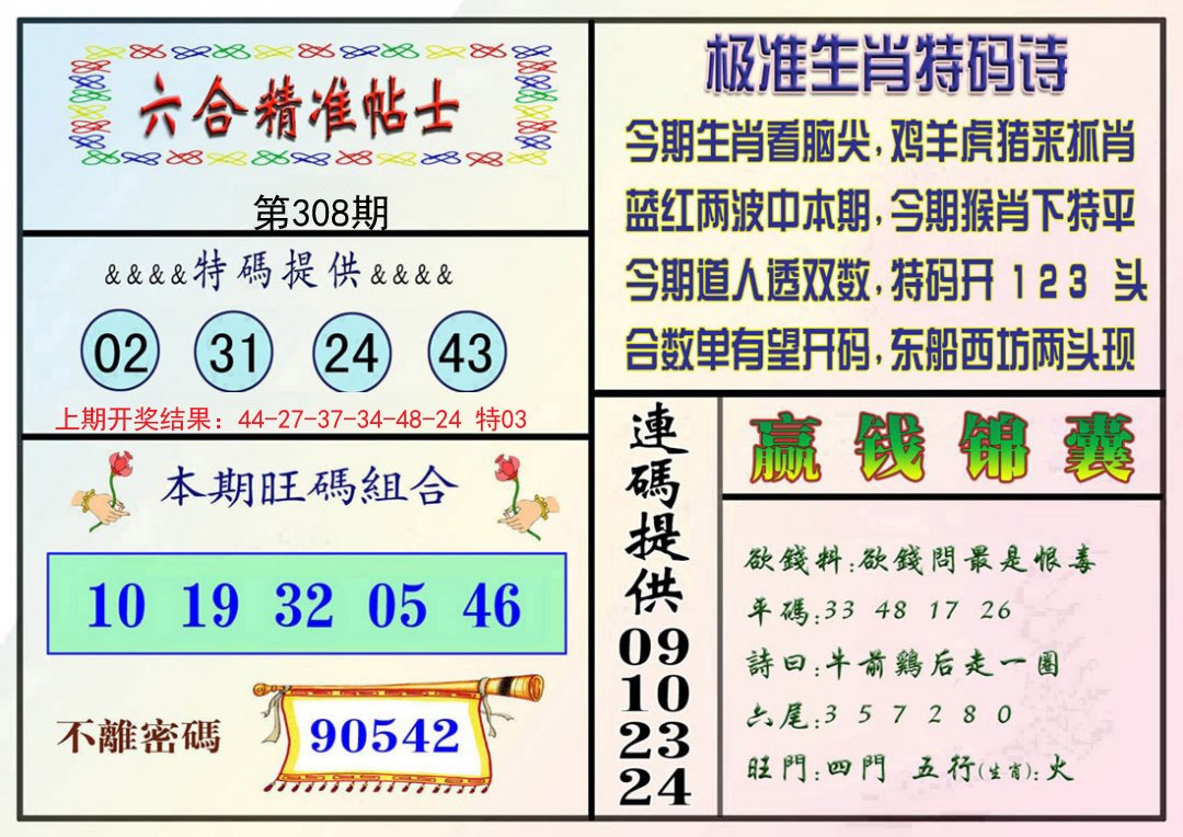 2024308期精准贴士