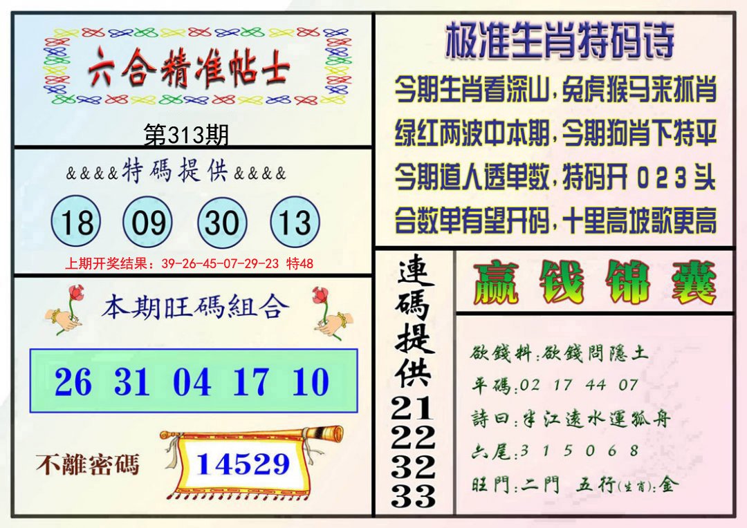 2024313期精准贴士
