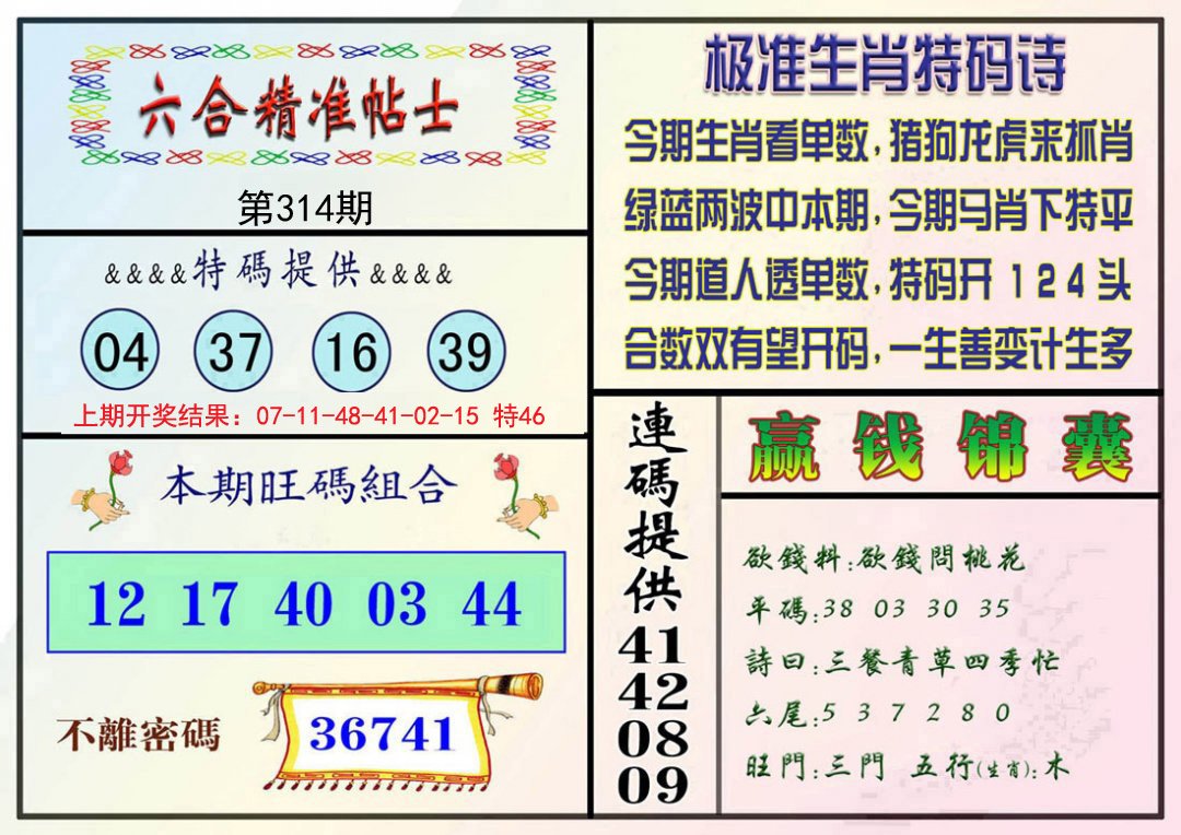 2024314期精准贴士