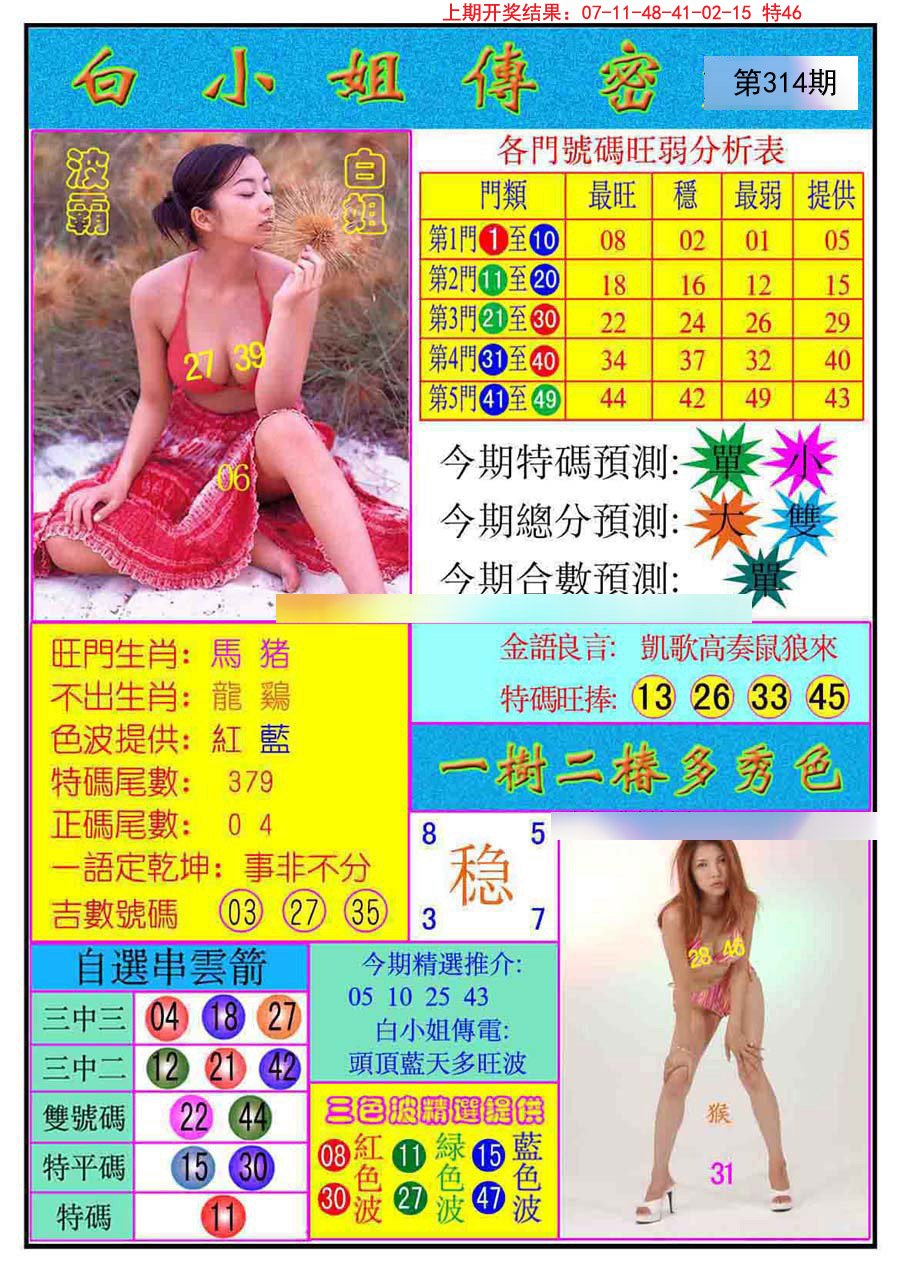 2024314期白小姐传密