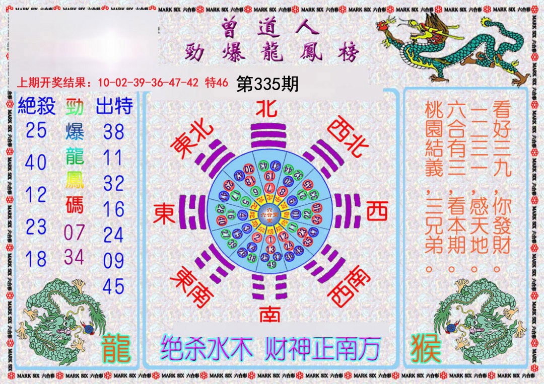 2024335期曾道人劲爆龙凤榜