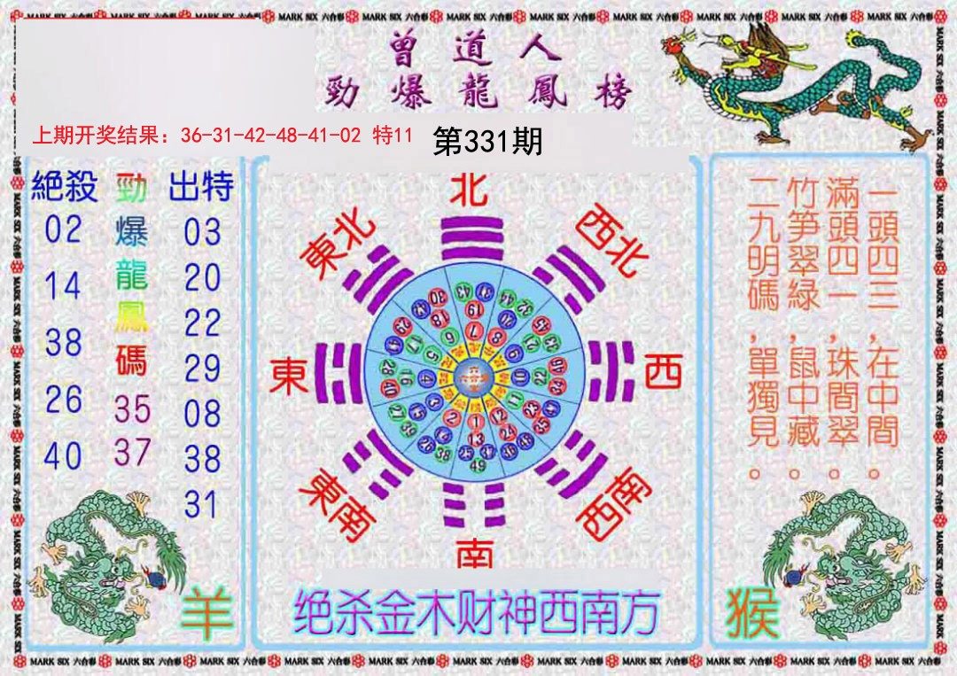 2024331期曾道人劲爆龙凤榜