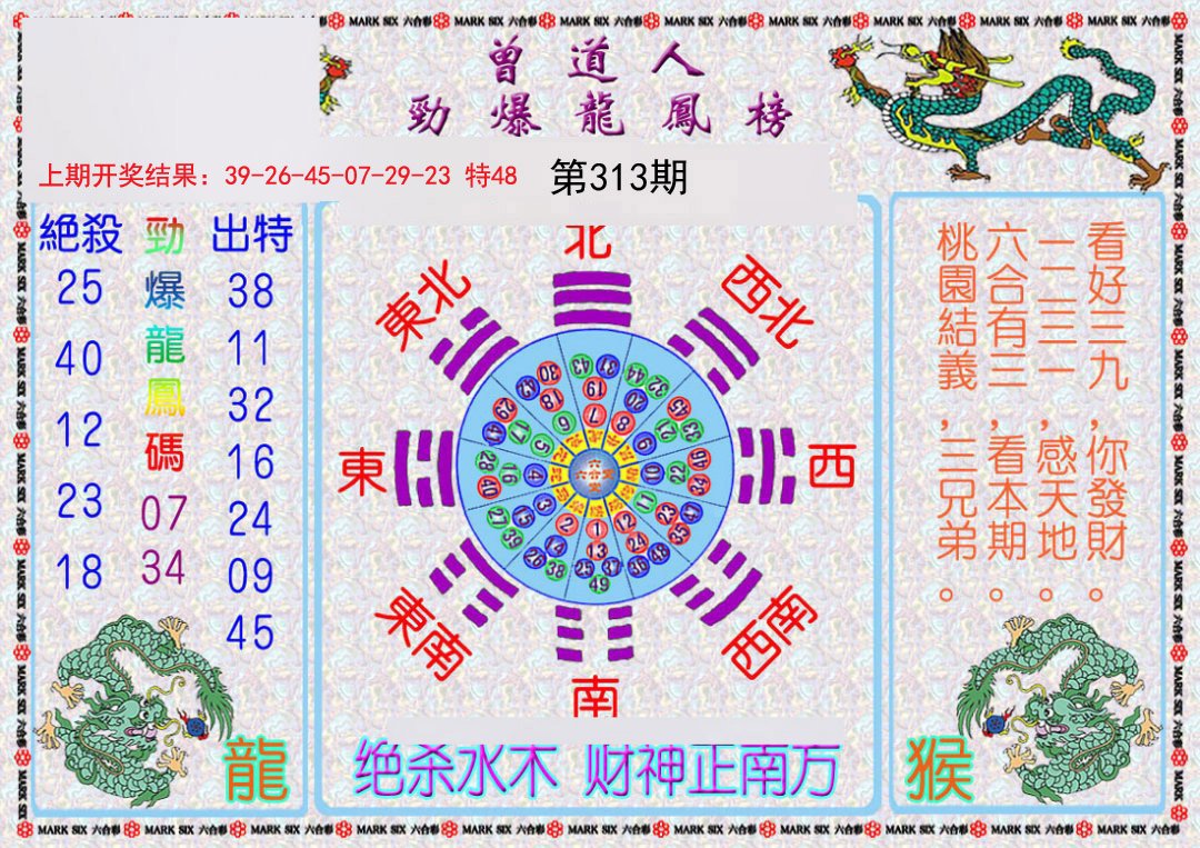 2024313期曾道人劲爆龙凤榜