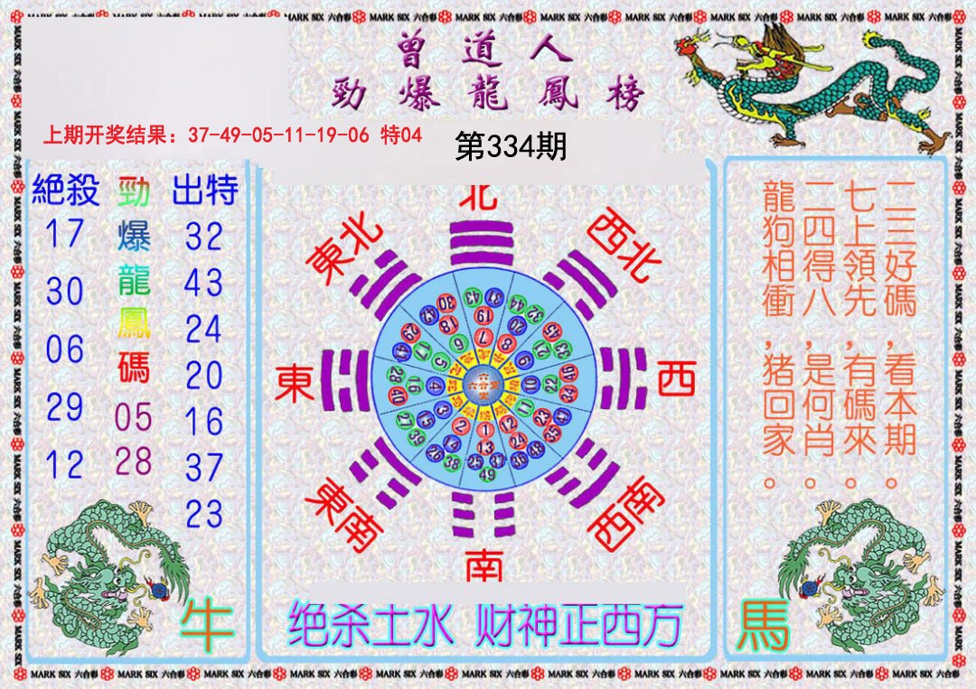 2024334期曾道人劲爆龙凤榜