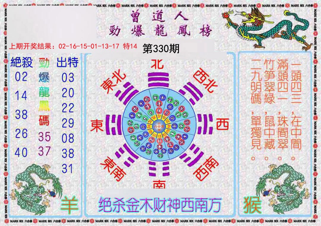 2024330期曾道人劲爆龙凤榜