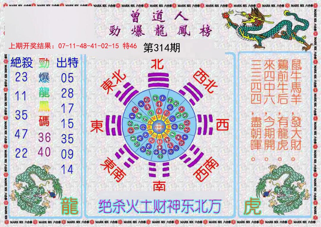 2024314期曾道人劲爆龙凤榜