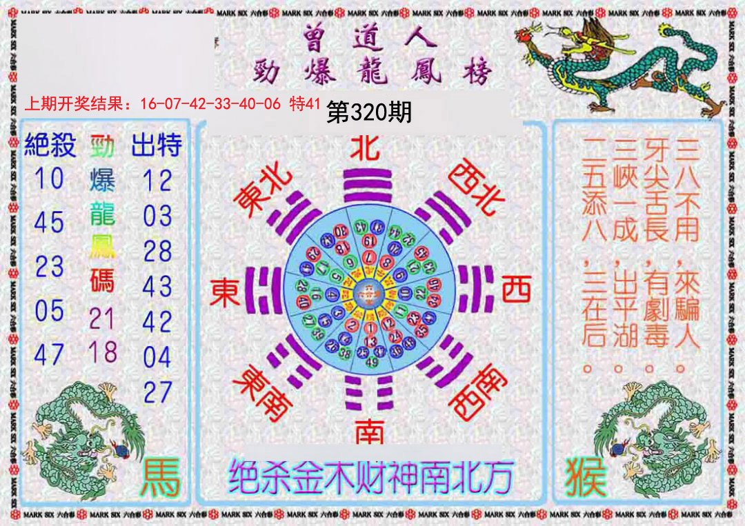 2024320期曾道人劲爆龙凤榜