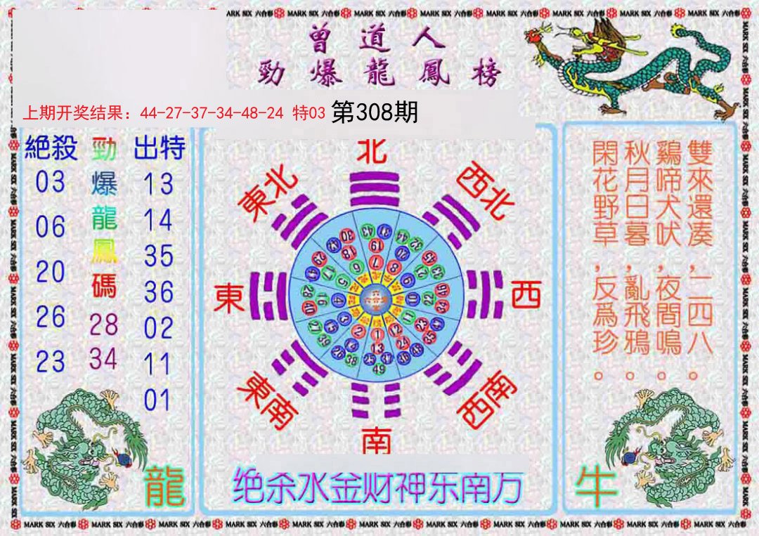 2024308期曾道人劲爆龙凤榜