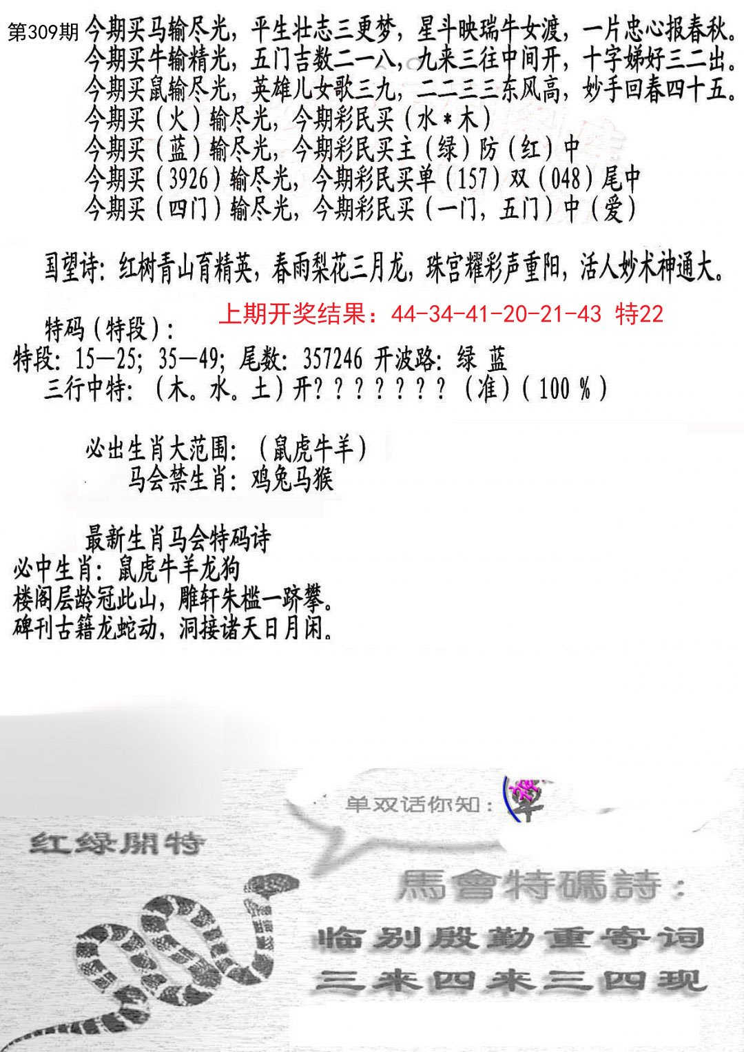 2024309期蛇报B