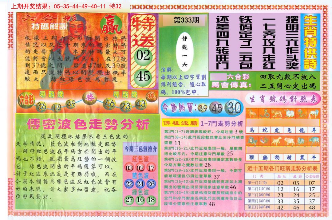 2024333期白小姐三点传密B