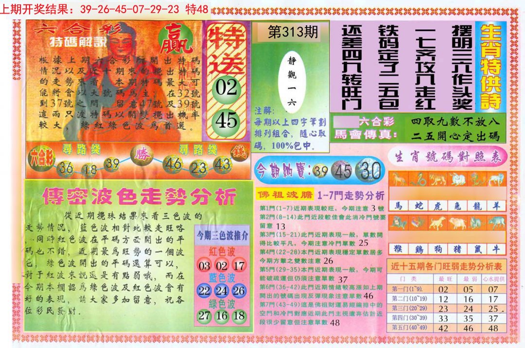 2024313期白小姐三点传密B