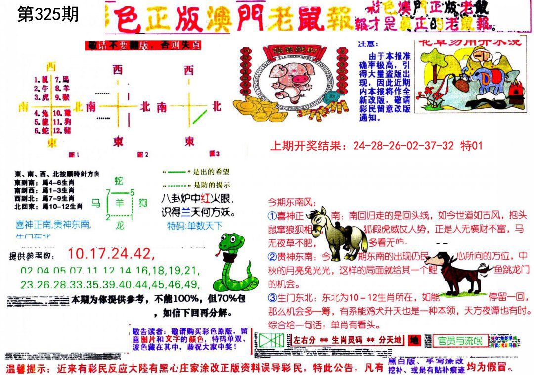 2024325期彩色正版澳门老鼠报