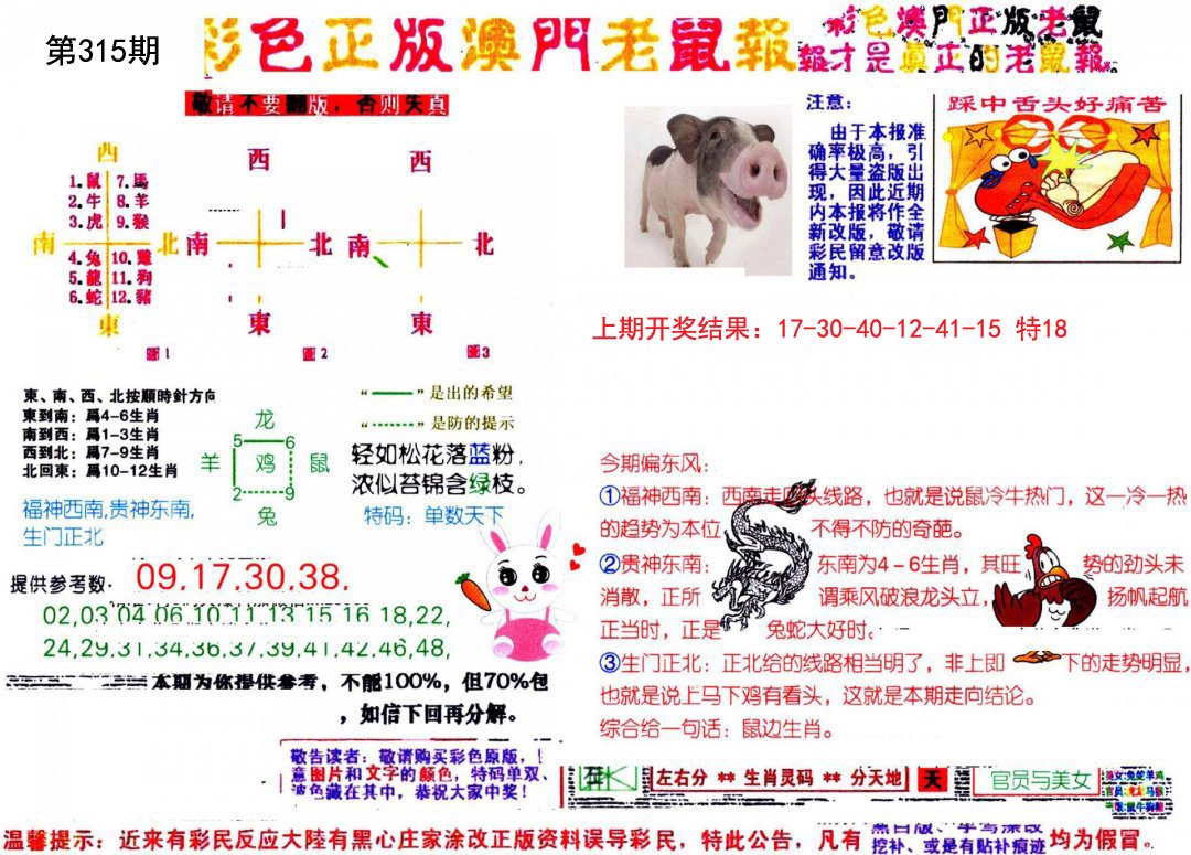 2024315期彩色正版澳门老鼠报