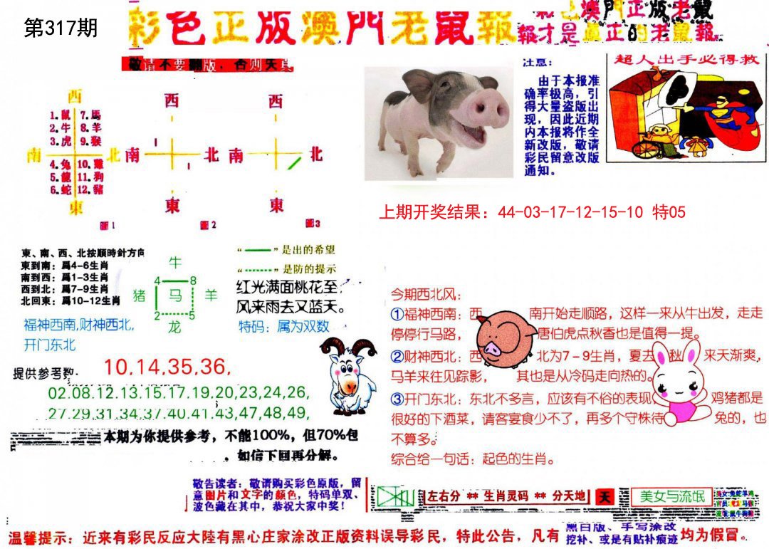 2024317期彩色正版澳门老鼠报