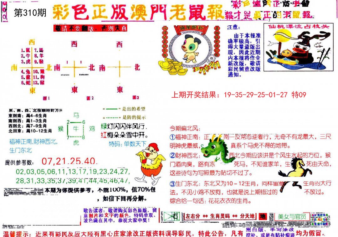2024310期彩色正版澳门老鼠报