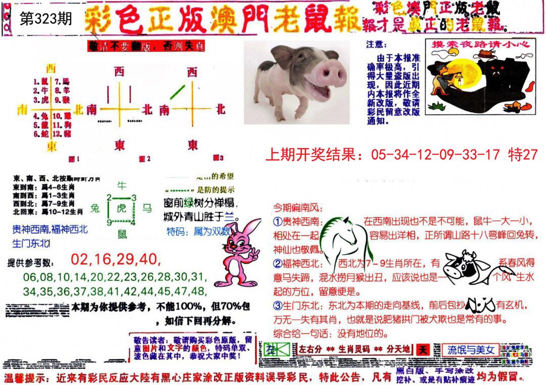 2024323期彩色正版澳门老鼠报