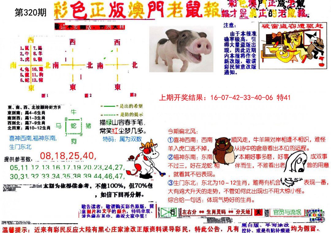 2024320期彩色正版澳门老鼠报