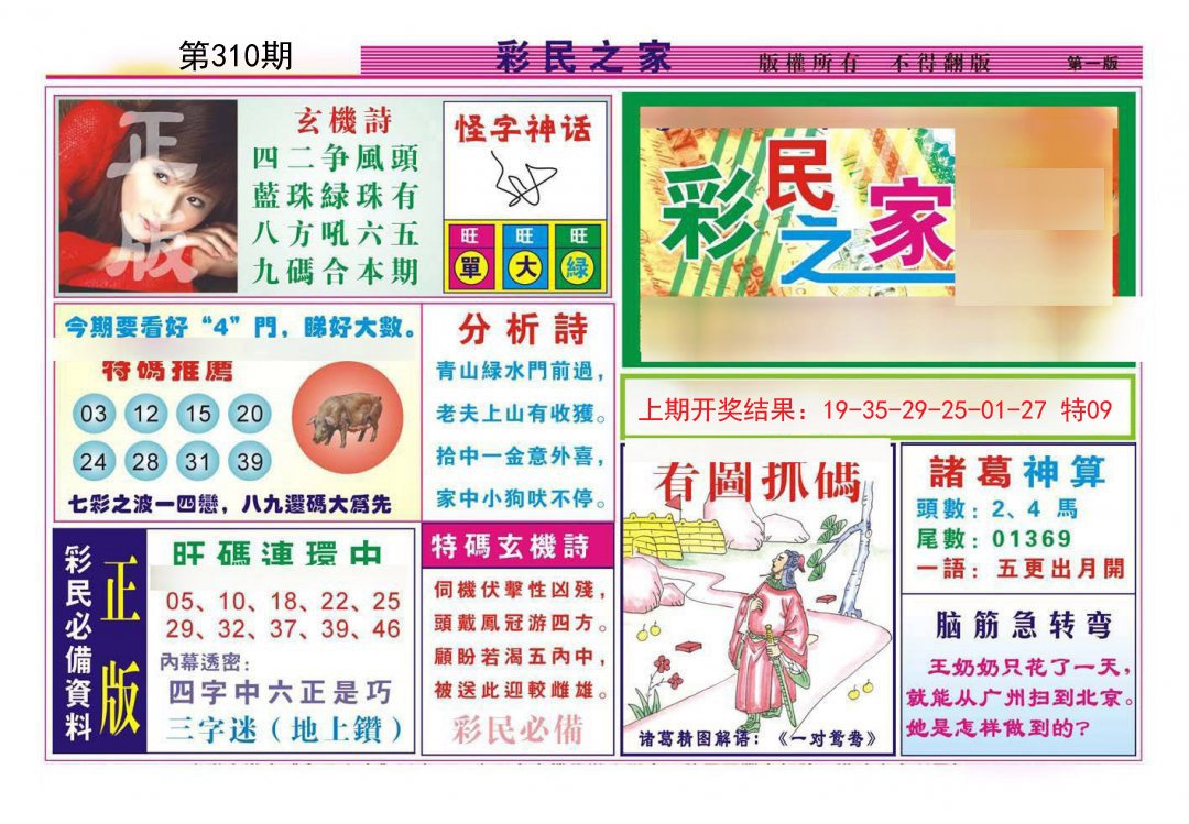2024310期彩民之家A