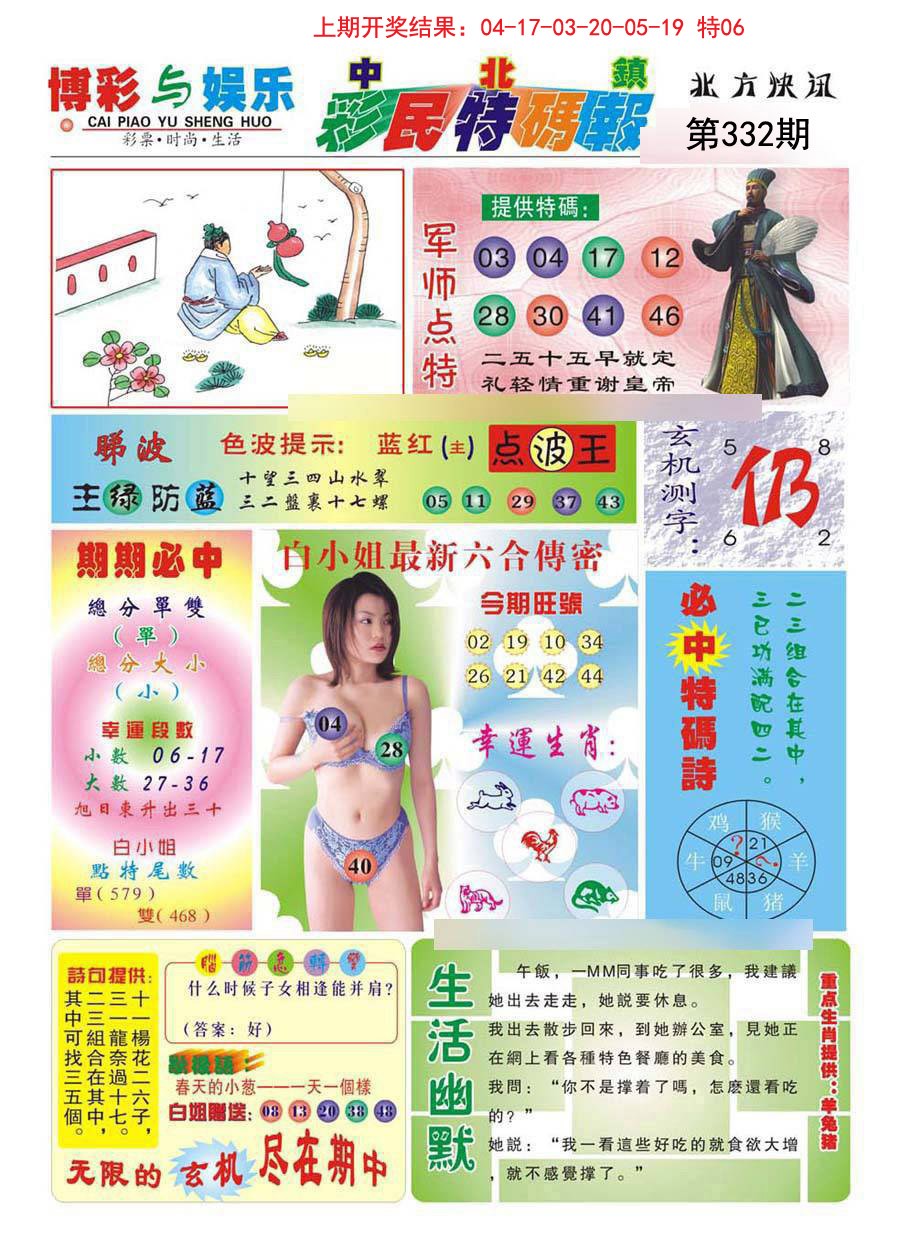 2024332期中北彩民特码报