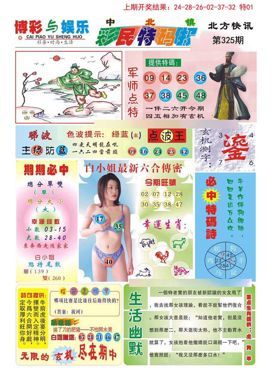 2024325期中北彩民特码报