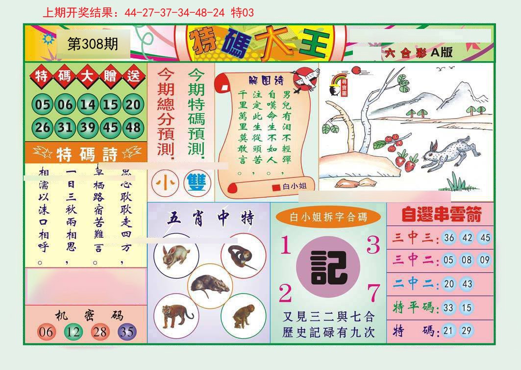 2024308期特码大王A