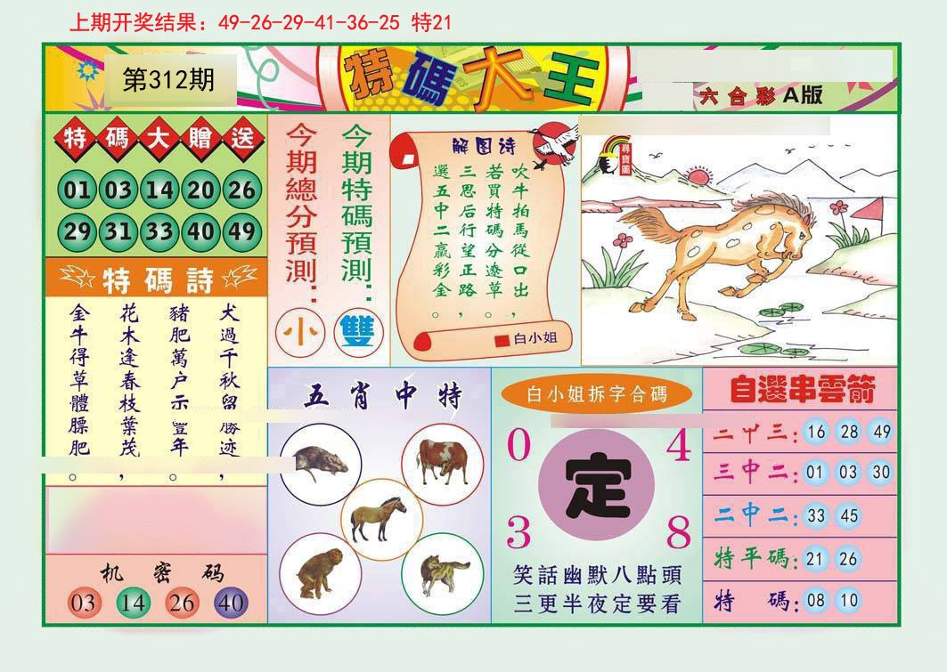 2024312期特码大王A