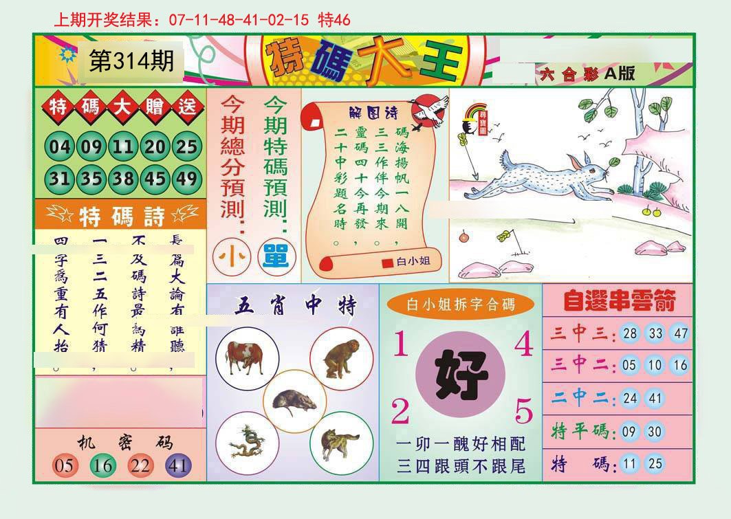 2024314期特码大王A