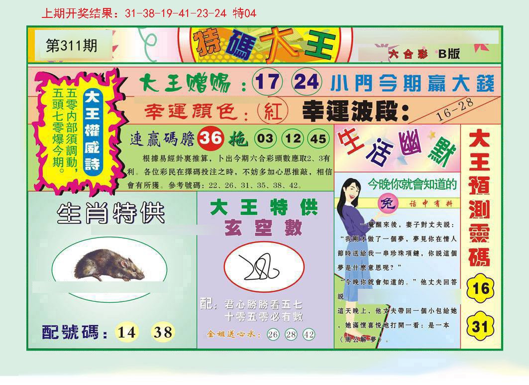 2024311期特码大王B