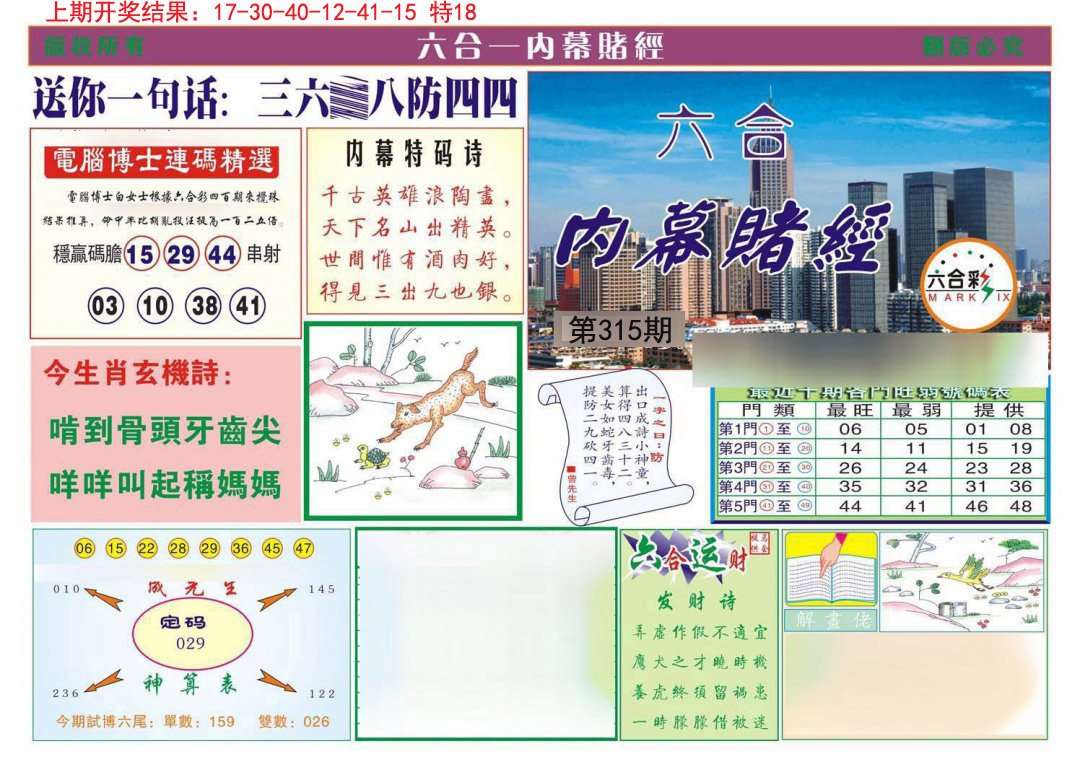 2024315期内幕赌经