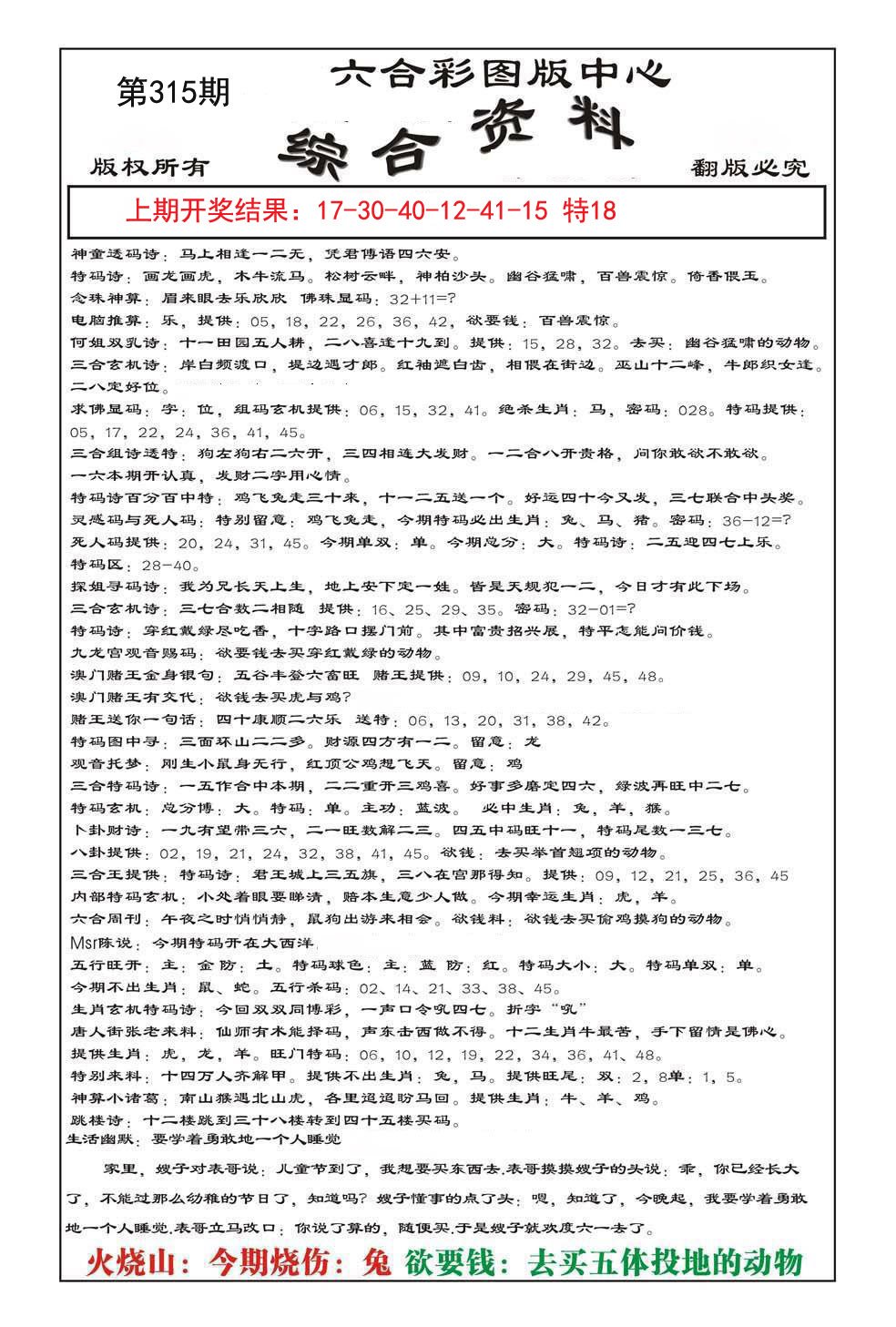 2024315期内部综合资料