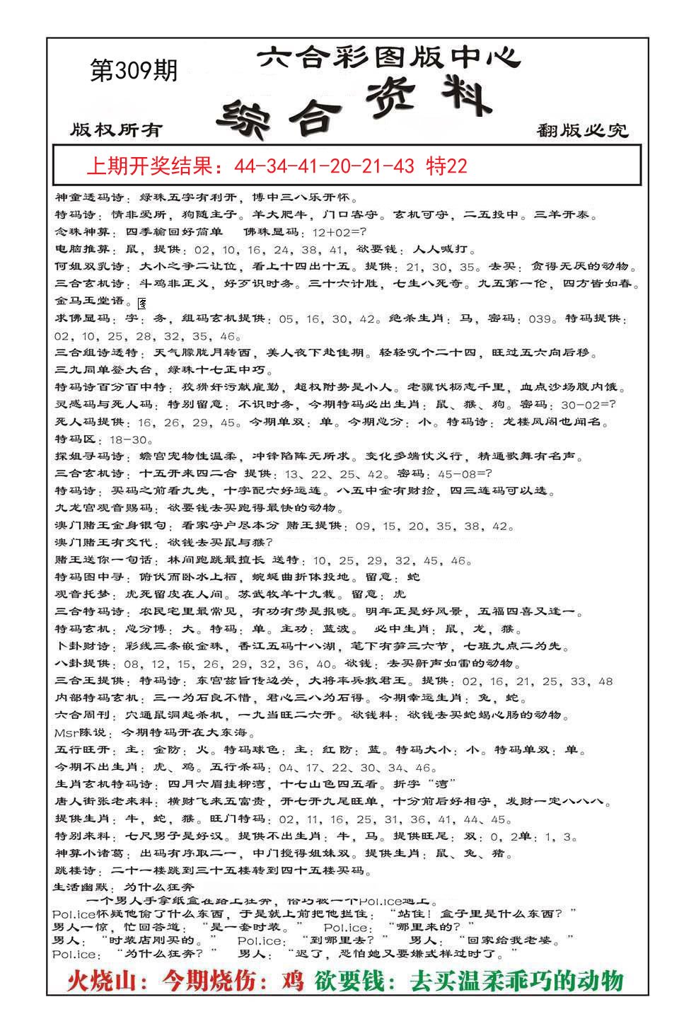 2024309期内部综合资料