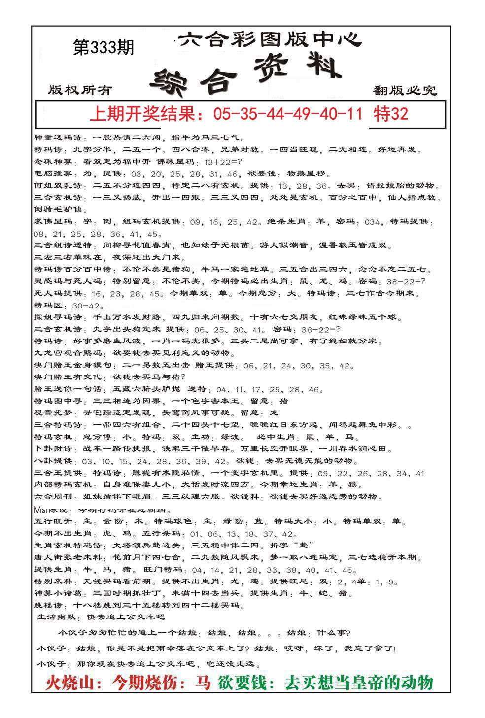 2024333期内部综合资料