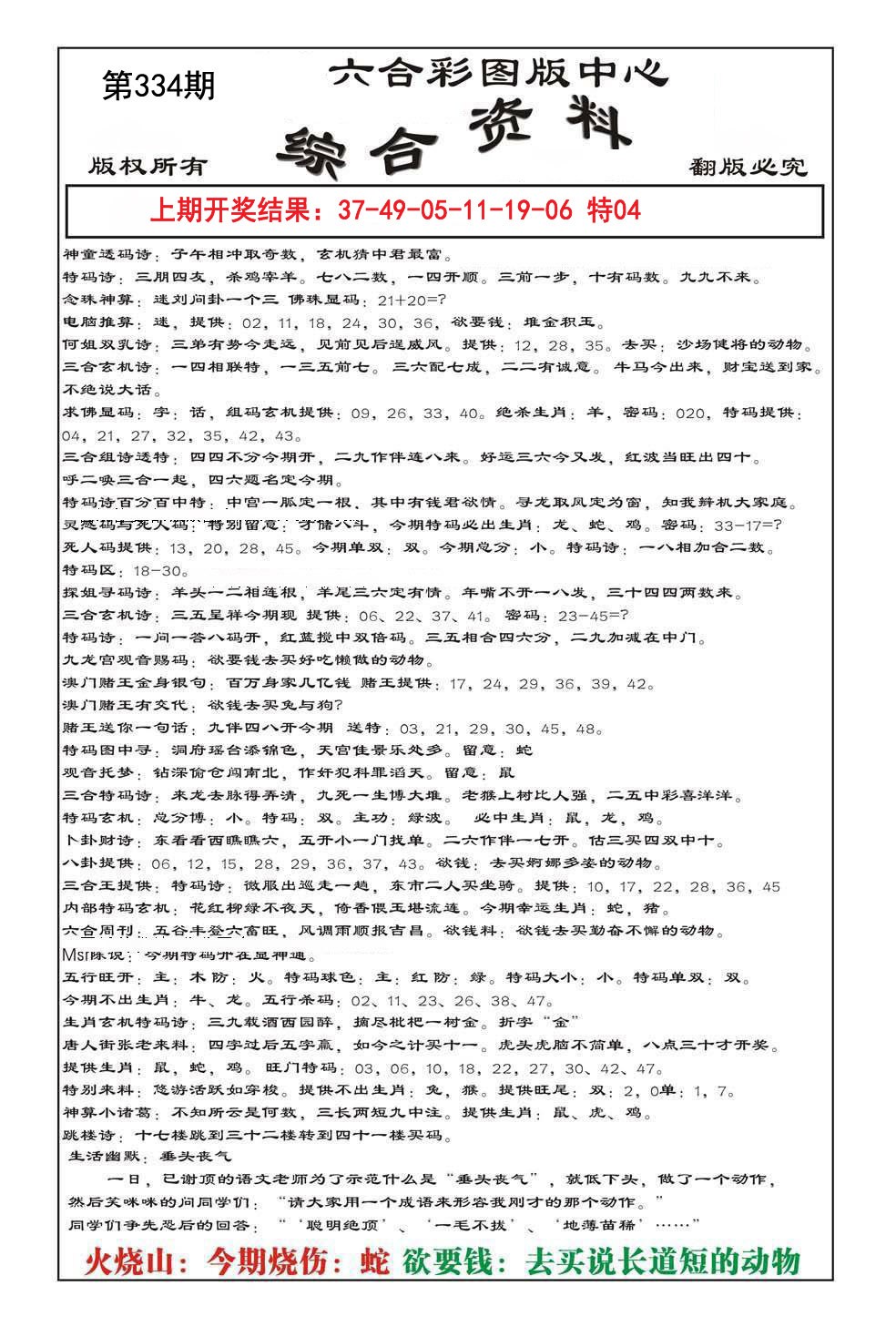 2024334期内部综合资料