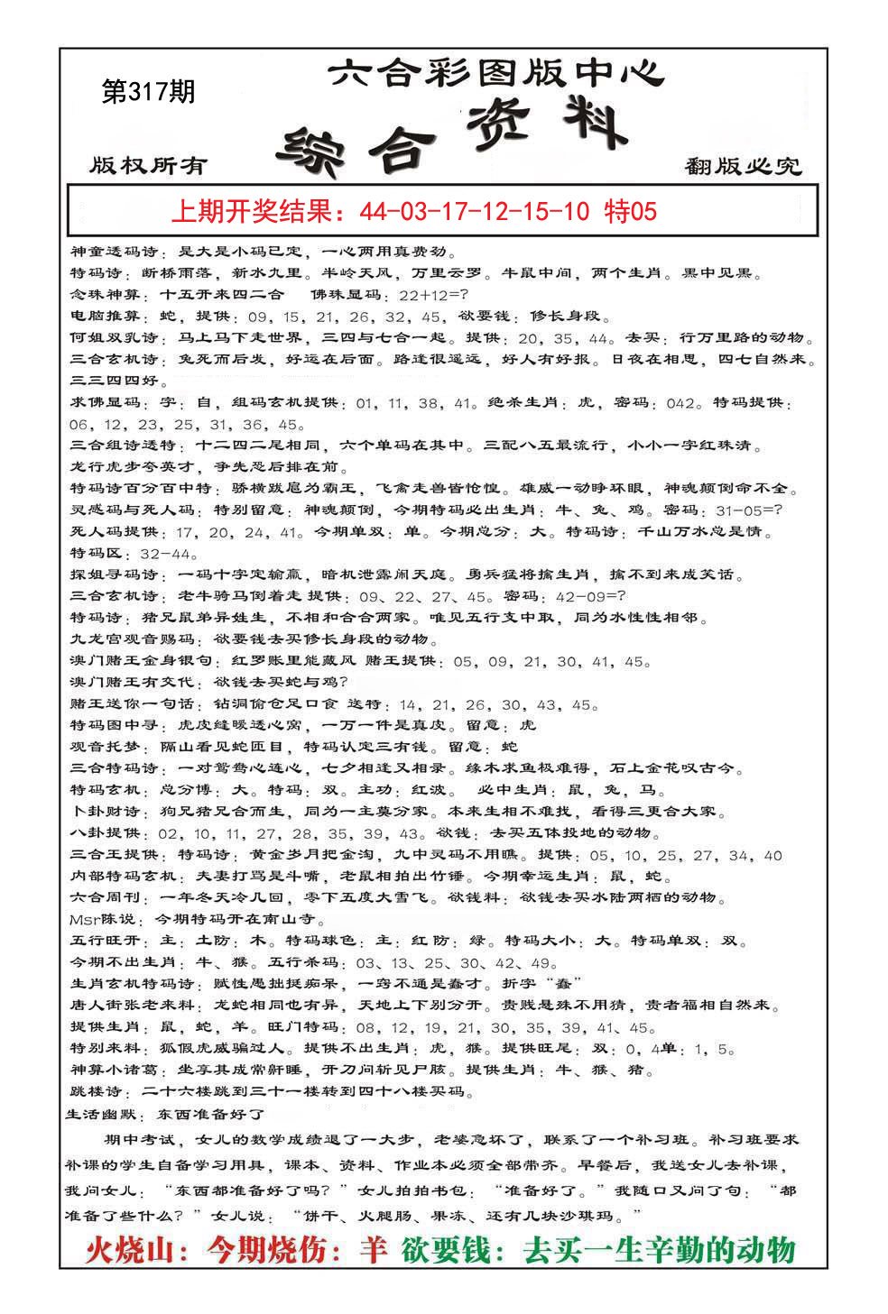 2024317期内部综合资料
