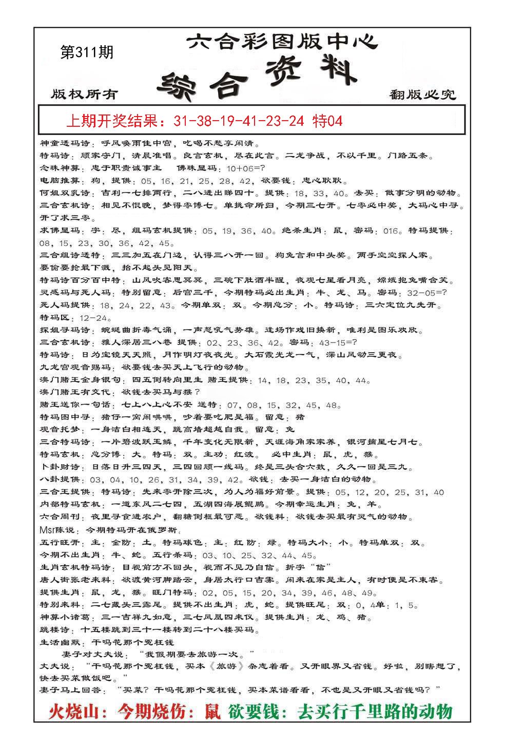 2024311期内部综合资料