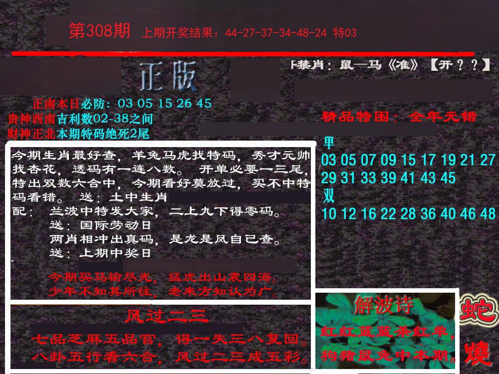 2024308期新港内幕