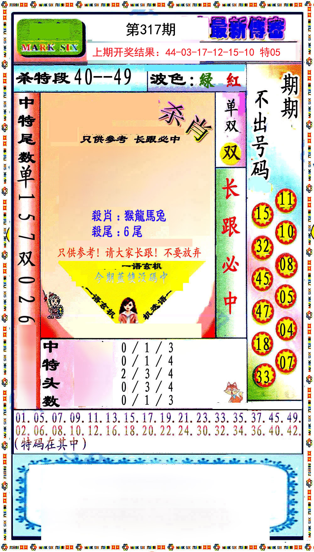 2024317期最新传密绝杀6肖
