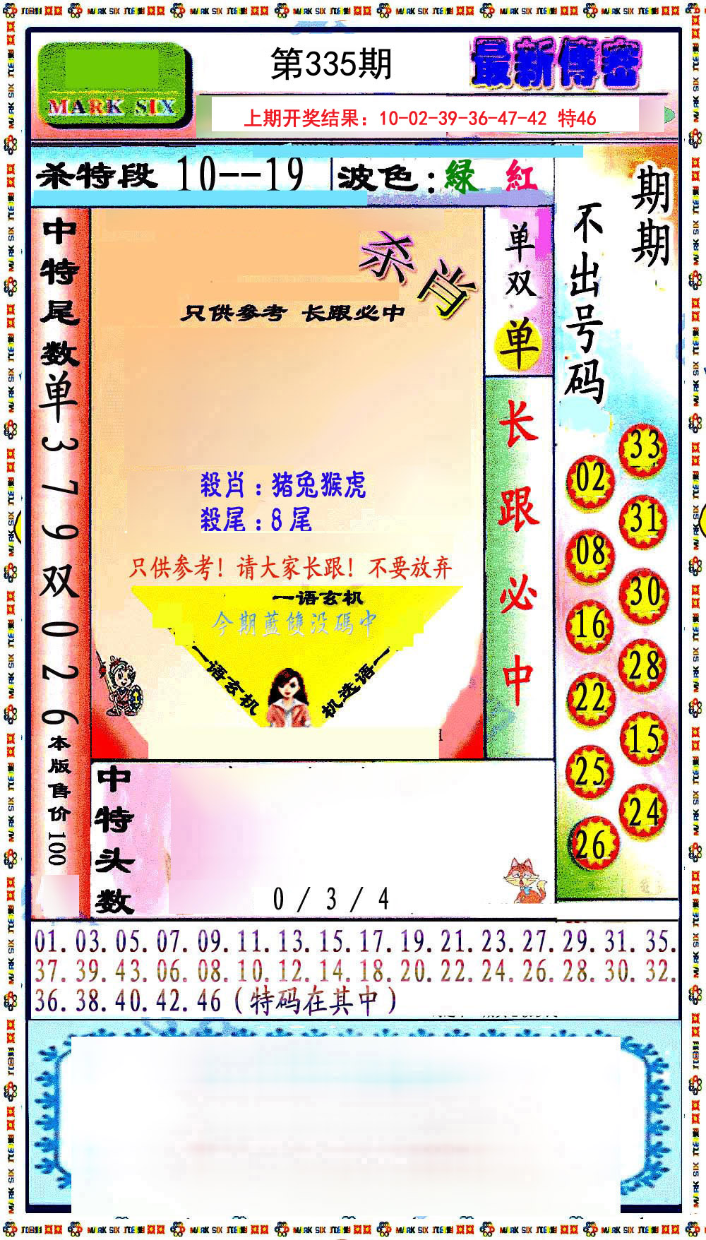 2024335期最新传密绝杀6肖
