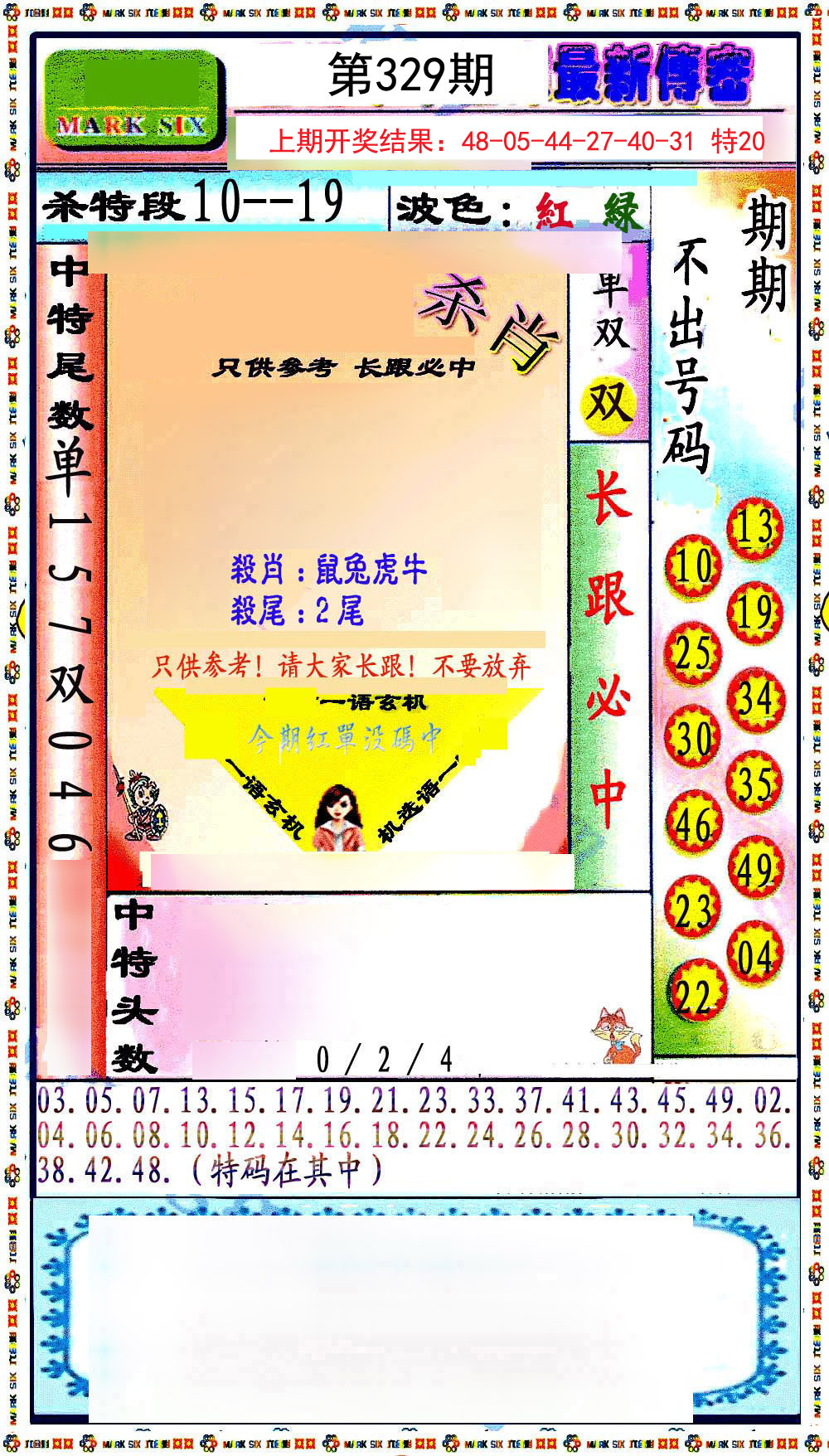 2024329期最新传密绝杀6肖
